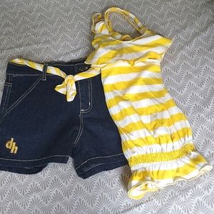 🌻Dollhouse 2pc Halter-Top Shorts set (Yellow/White ) NWT